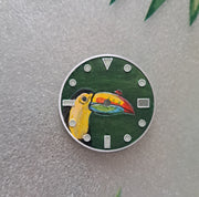 Seiko dial Nh35 data hand painted 0010 "TOUCAN AND LADYBUG"